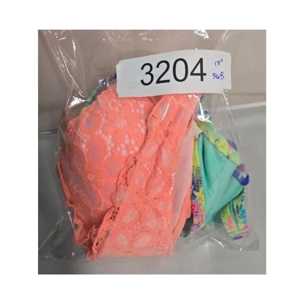 Floral & Coral Lace Bikini Top & Ruffles Halter top set of 2 Ties beach nautical